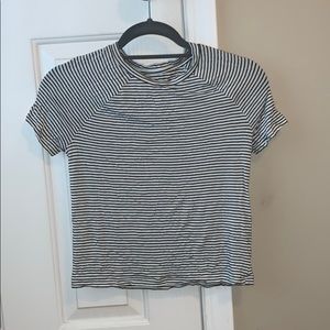 black and white Striped fitted crop top